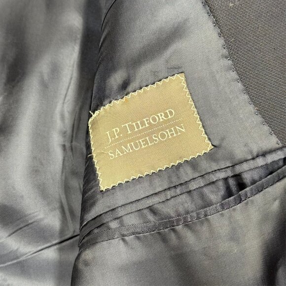 Samuelsohn Blazer Mesh Wool Blazer Super 130s Sport Coat Blue Full Canvas 42T - Picture 8 of 10